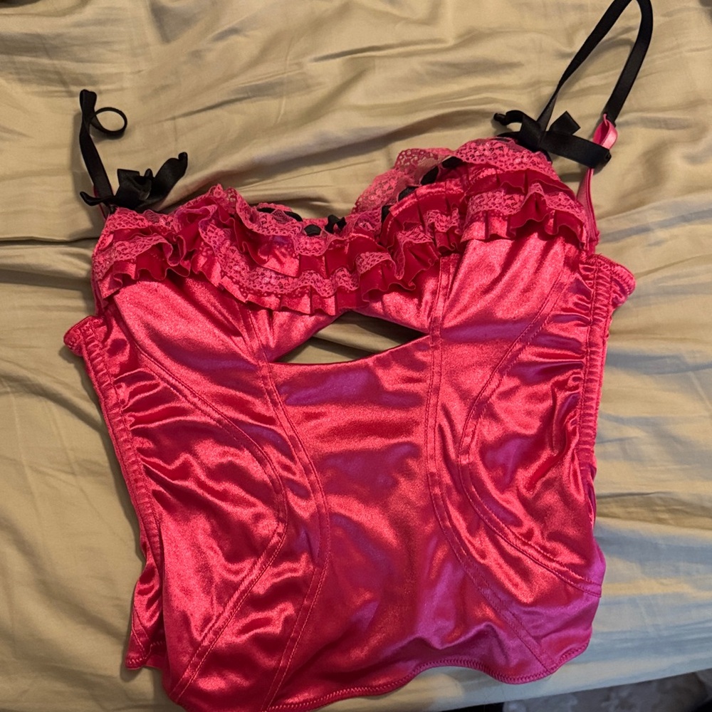 Victoria's Secret Hot Pink Satin Bustier